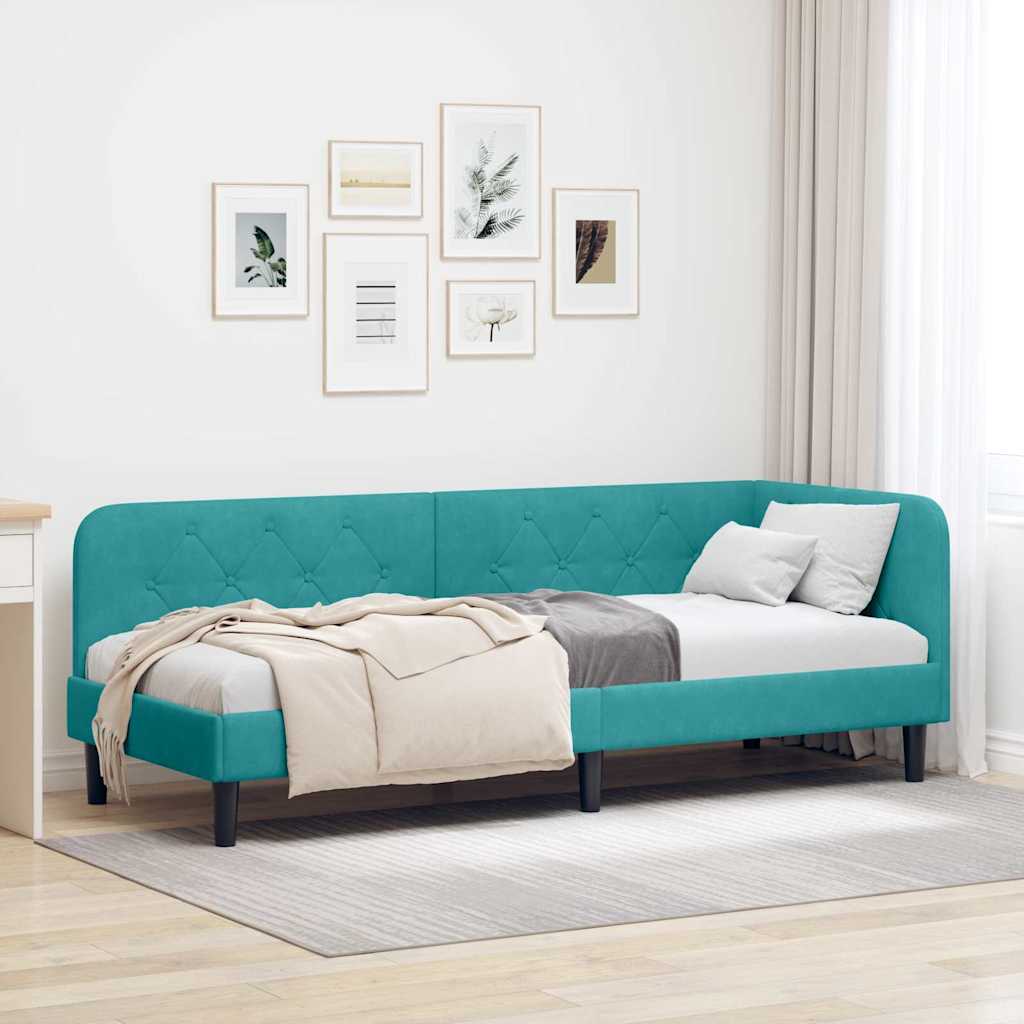Hjørnesengramme Turkis 80 x 200 cm Fløjl