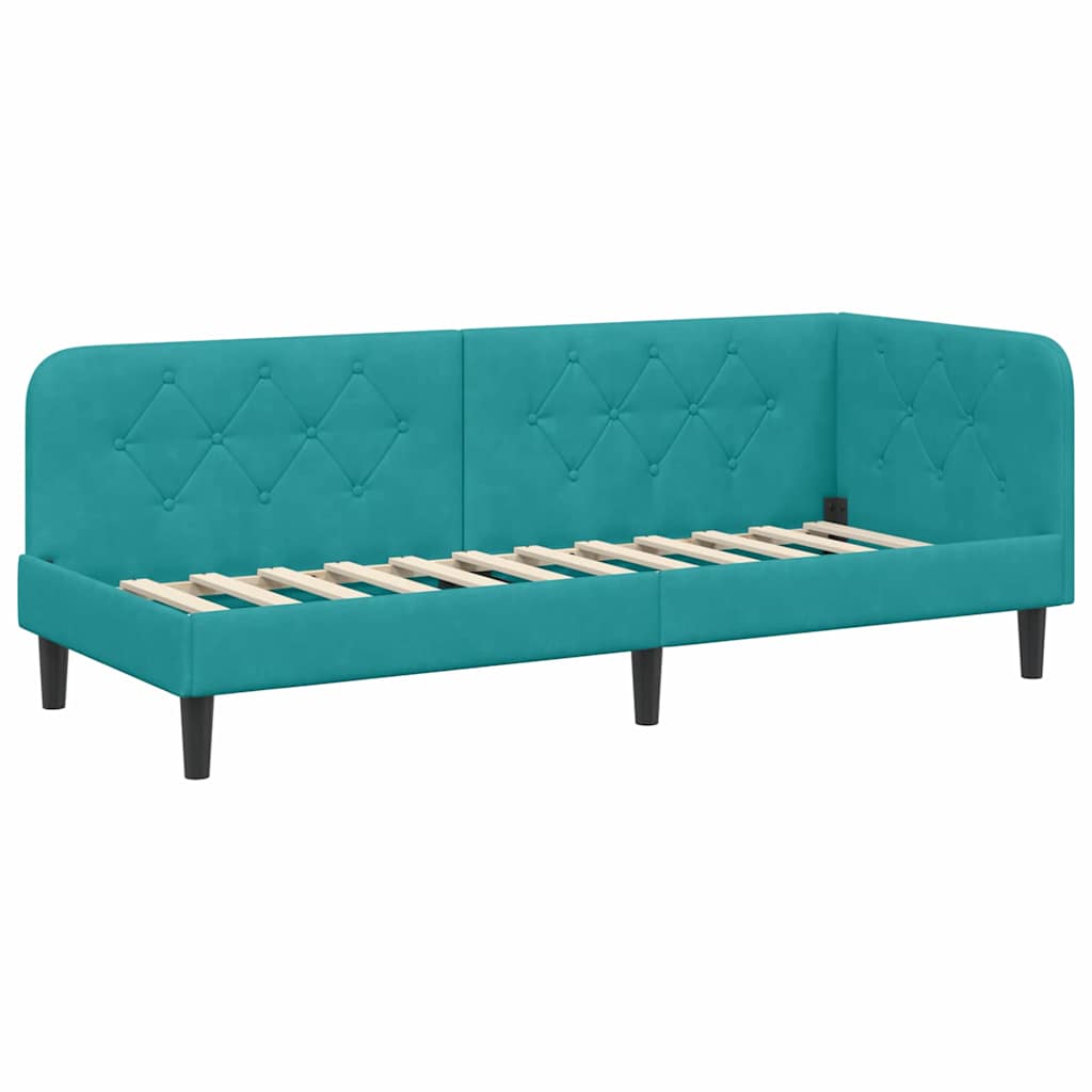 Hjørnesengramme Turkis 80 x 200 cm Fløjl