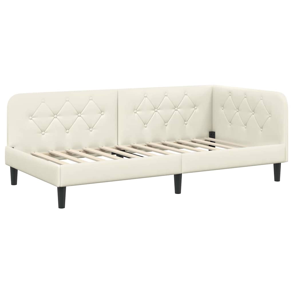 Hjørnesengramme Creme 90 x 190 cm Fløjl