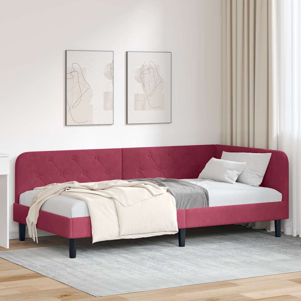 Hjørnesengramme Vinrød 100 x 200 cm Fløjl