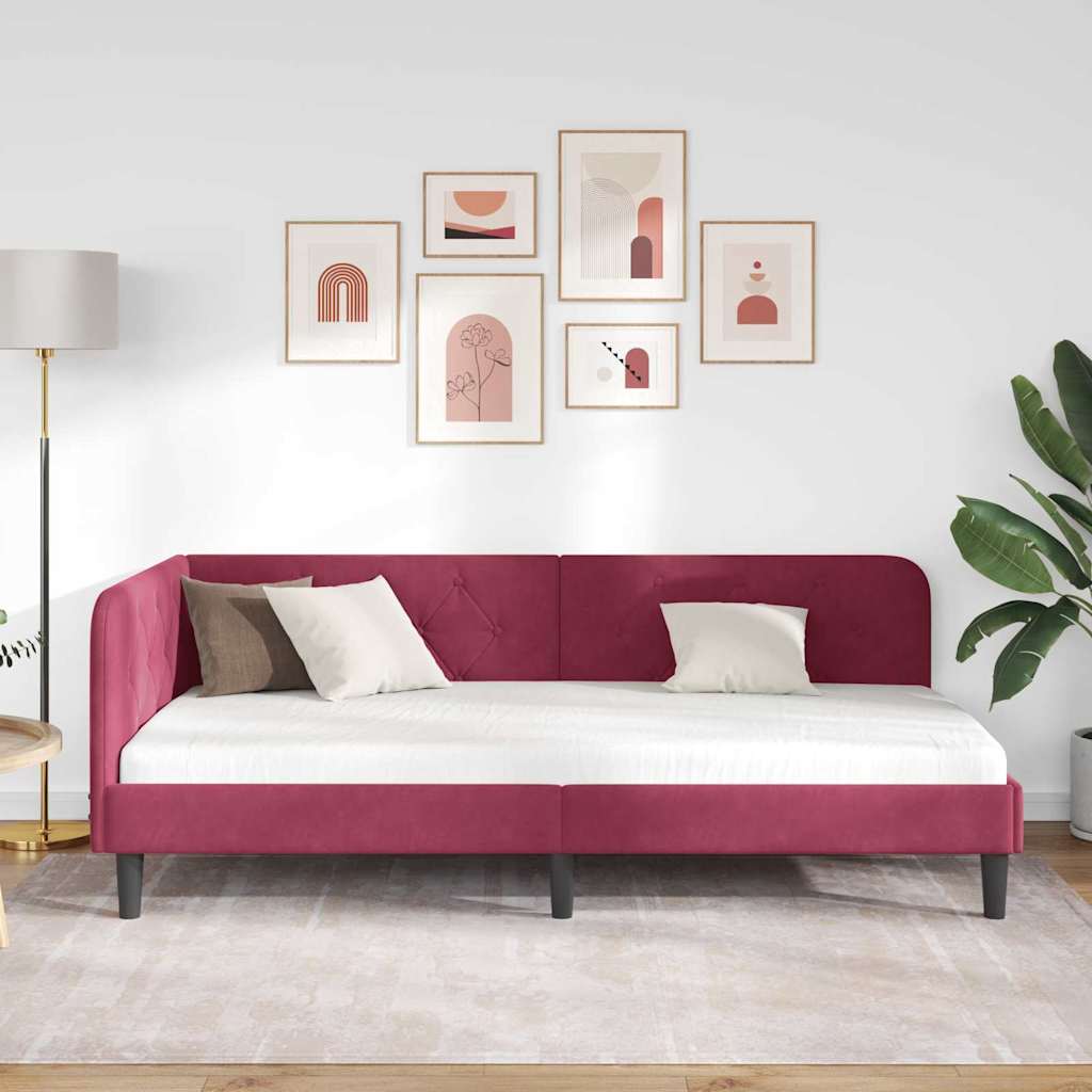 Hjørnesengramme Vinrød 100 x 200 cm Fløjl