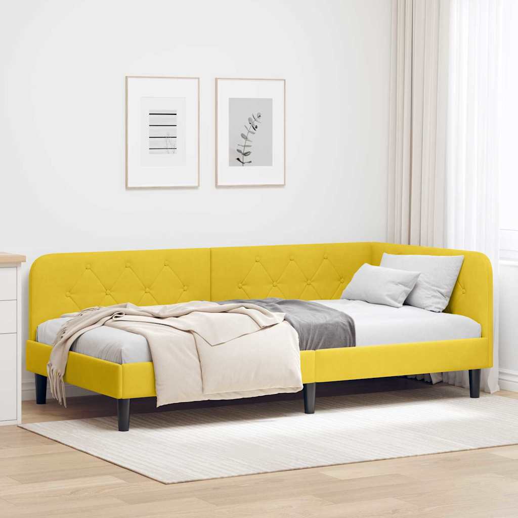 Hjørnesengramme Gul 100 x 200 cm Fløjl