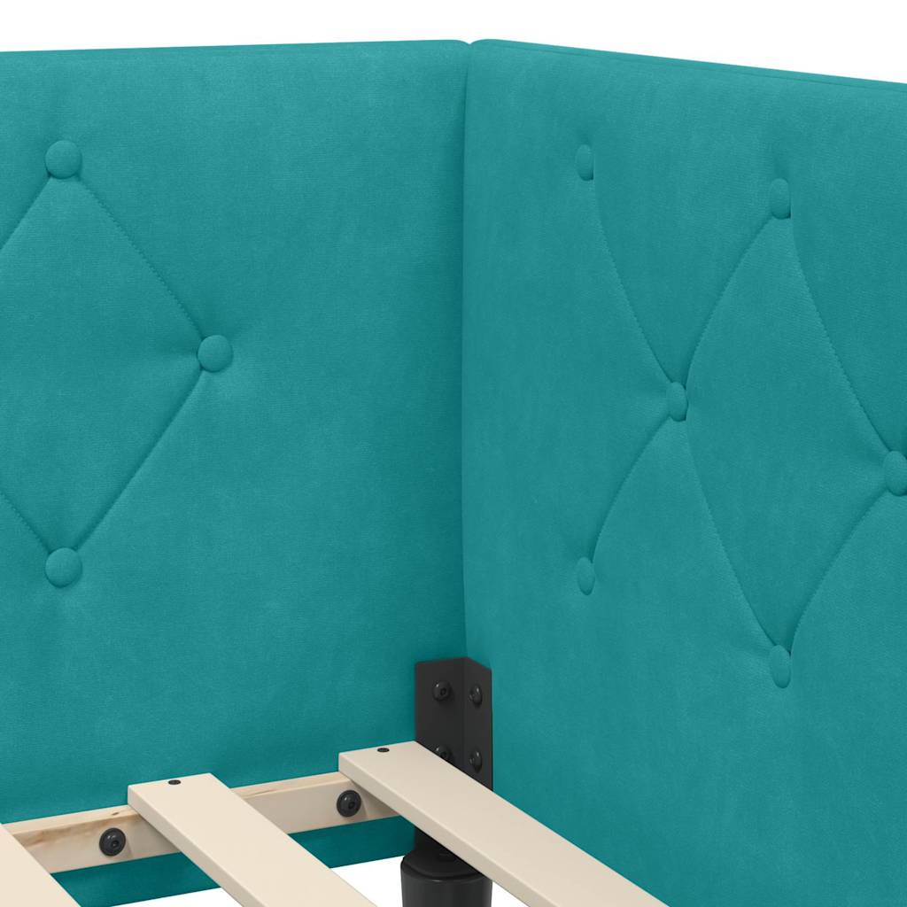 Hjørnesengramme Turkis 100 x 200 cm Fløjl