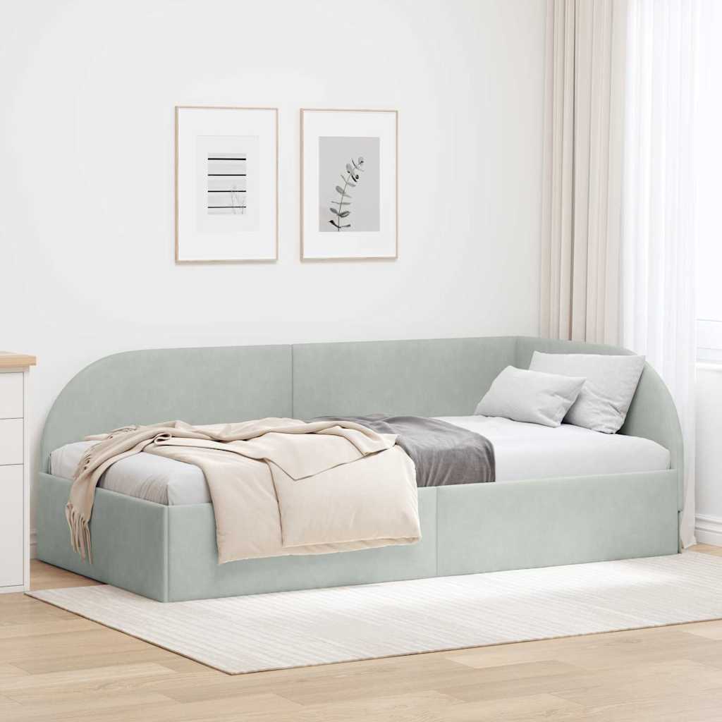 Hjørnesengramme Lysegrå 80 x 200 cm Fløjl