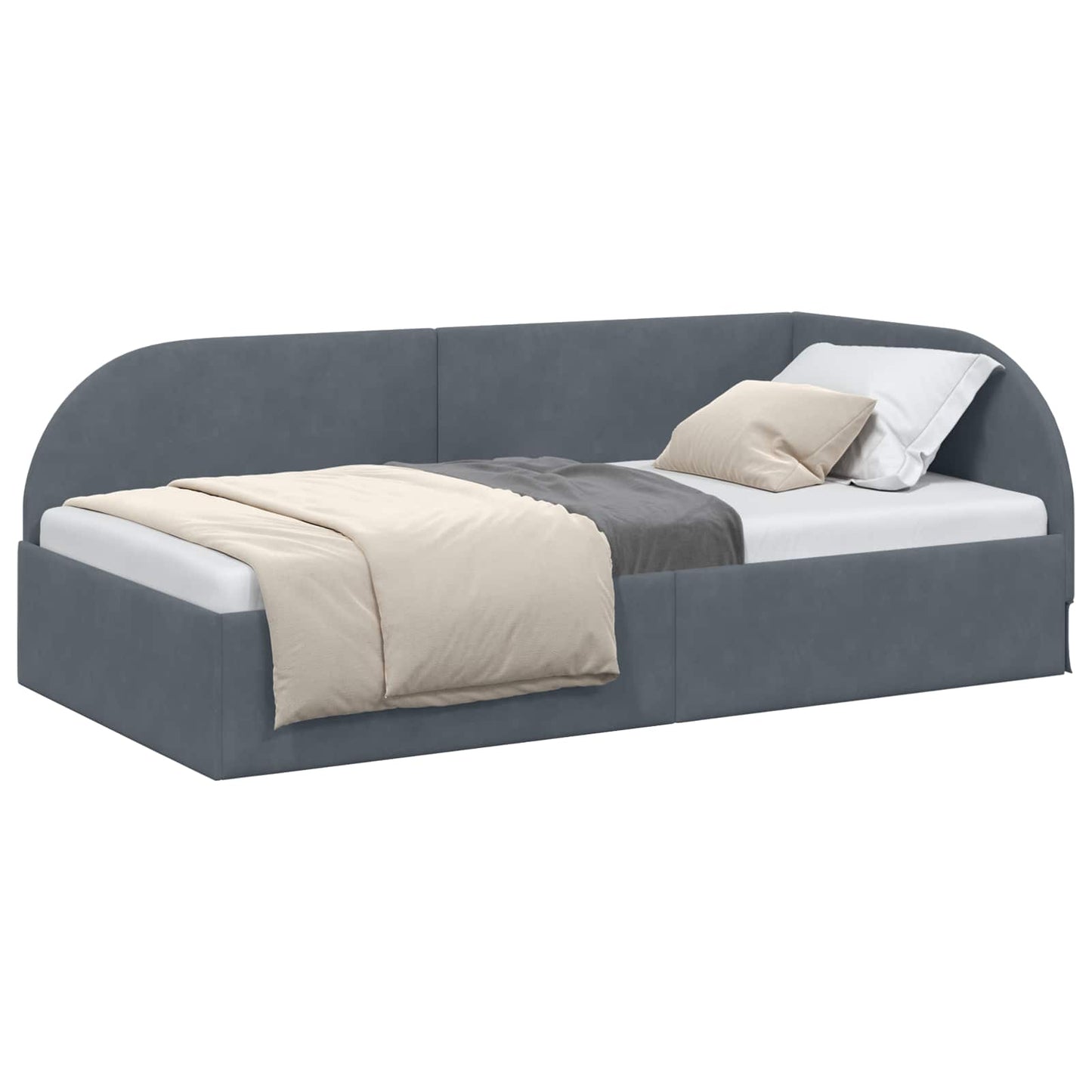 Hjørnesengramme med hovedgærde Mørkegrå 80 cm x 200 cm Fløjl
