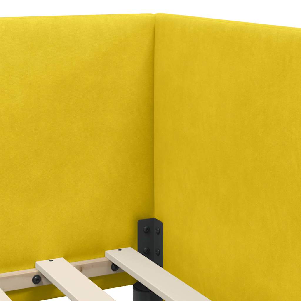 Hjørnesengramme med hovedgærde Gul 80 cm x 200 cm Fløjl
