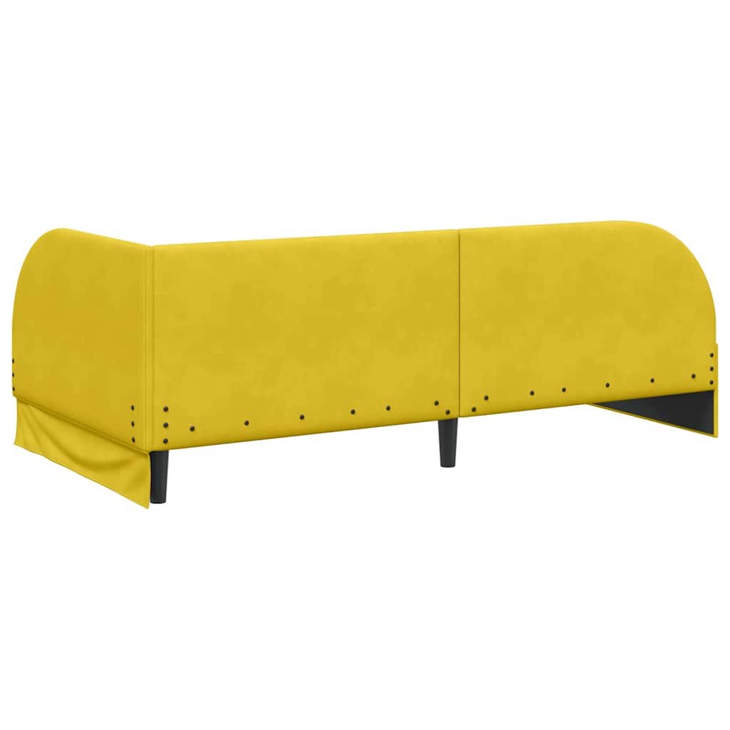 Hjørnesengramme med hovedgærde Gul 80 cm x 200 cm Fløjl