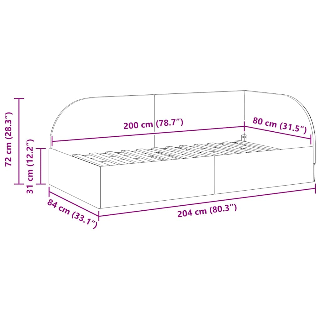 Hjørnesengramme med hovedgærde Gul 80 cm x 200 cm Fløjl
