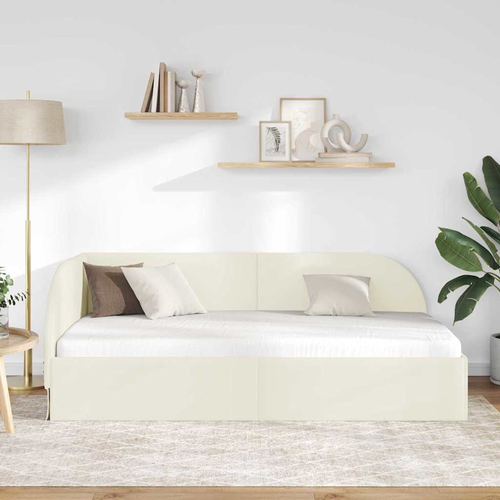 Hjørnesengramme Creme 80 x 200 cm Fløjl
