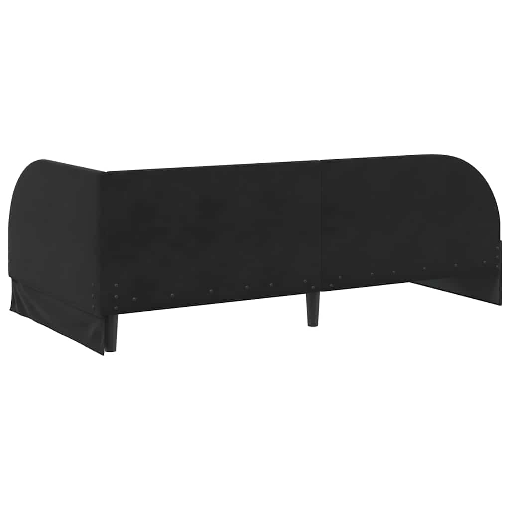 Hjørnesengramme med hovedgærde Sort 90 cm x 190 cm Fløjl