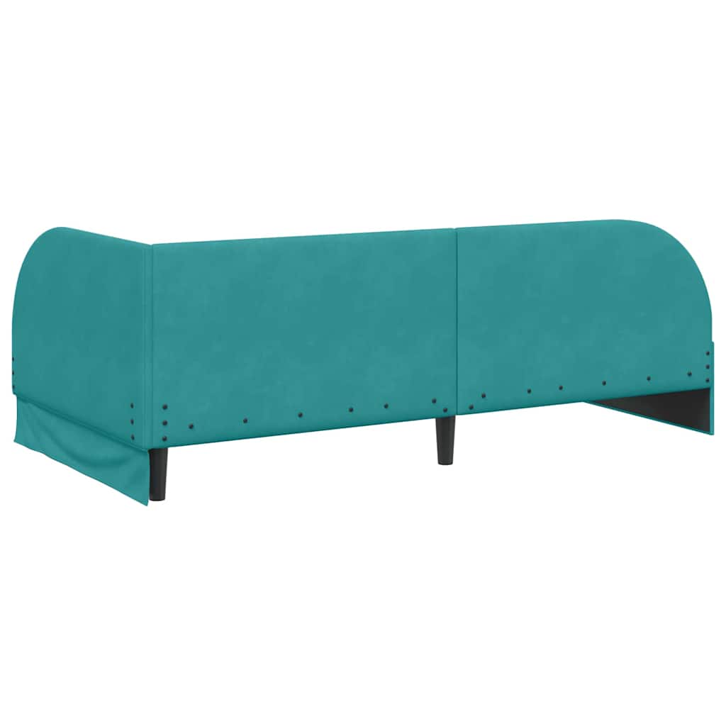 Hjørnesengramme med hovedgærde Turkis 90 cm x 190 cm Fløjl