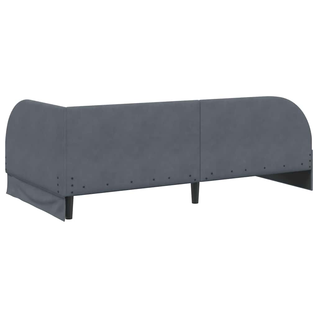 Hjørnesengramme med hovedgærde Mørkegrå 90 cm x 200 cm Fløjl