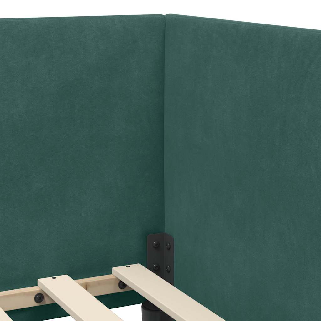 Hjørnesengramme med hovedgærde Mørkegrøn 90 cm x 200 cm Fløjl