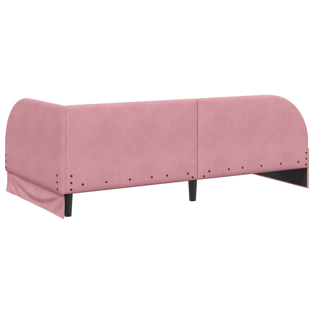 Hjørnesengramme med hovedgærde Lyserød 90 cm x 200 cm Fløjl