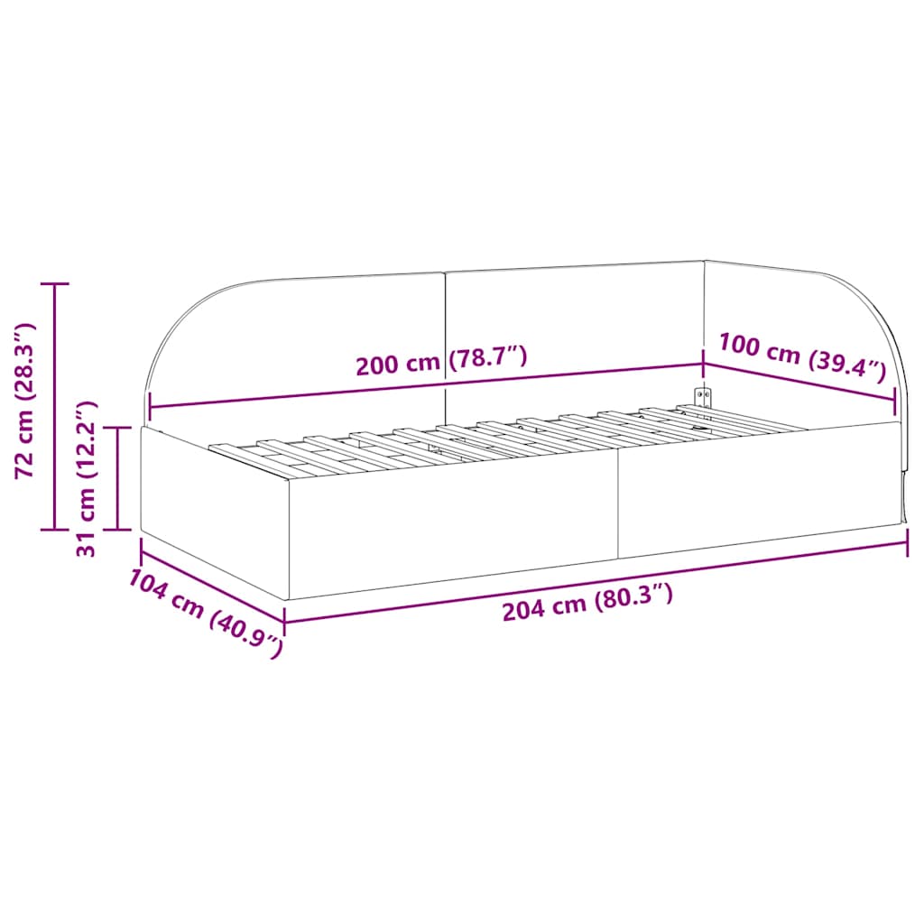 Hjørnesengramme med hovedgærde Turkis 100 cm x 200 cm Fløjl