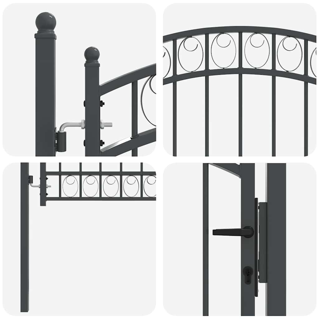 Hegnport EMMEN 100 x 100 cm Pulverlakeret Stål Grå Låses