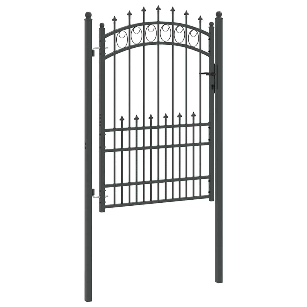 Hegnsportal med pigge EMMEN 170 x 100 cm Pulverlakeret Stål Grå