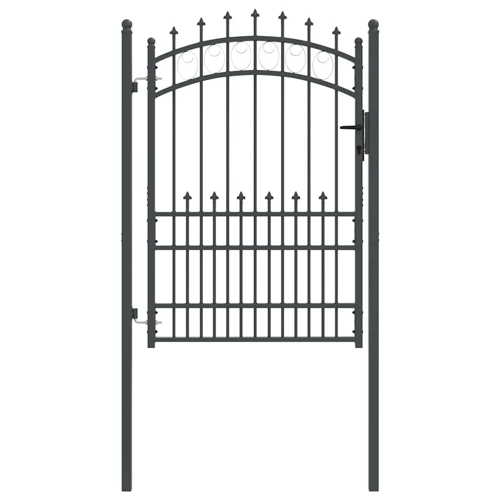 Hegnsportal med pigge EMMEN 170 x 100 cm Pulverlakeret Stål Grå