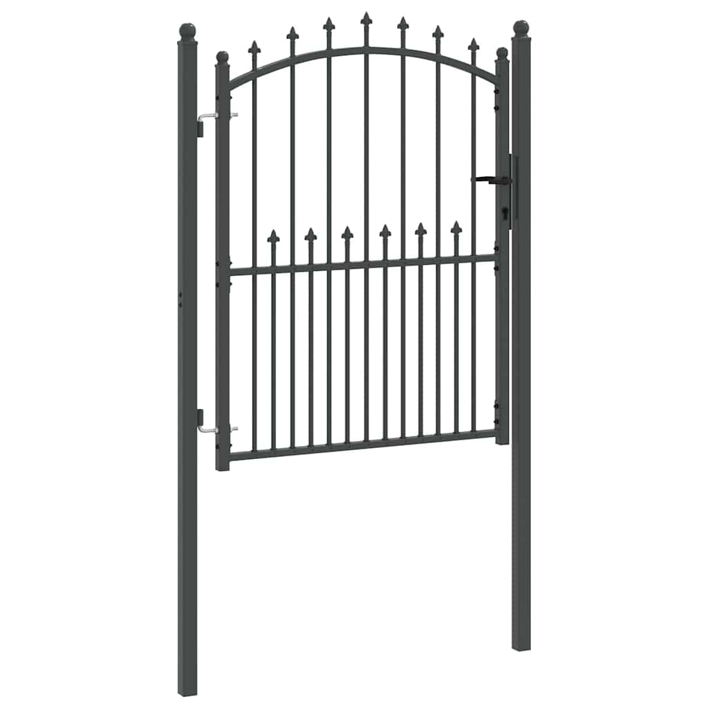Hegnsportal med pigge EMMEN 150 x 100 cm Pulverlakeret Stål Grå