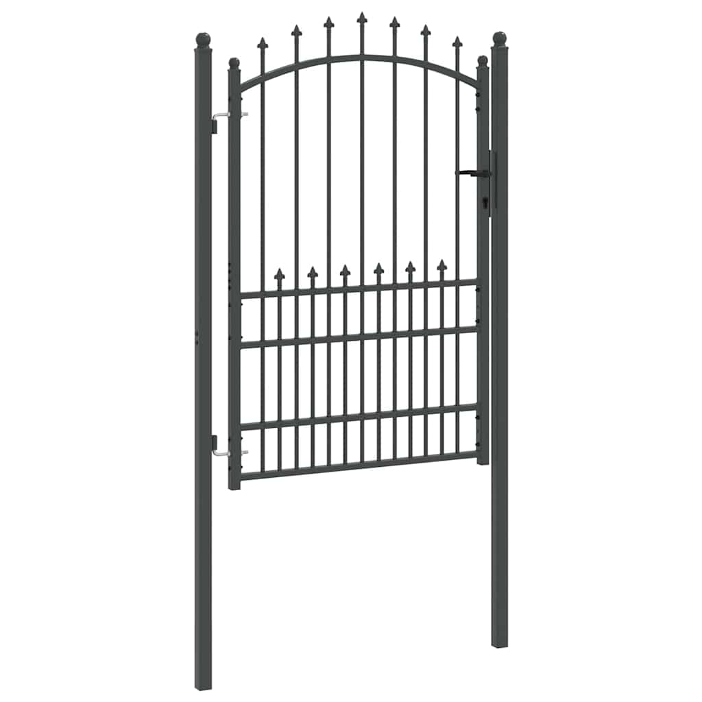 Hegnsportal med pigge EMMEN 170 x 100 cm Pulverlakeret Stål Grå