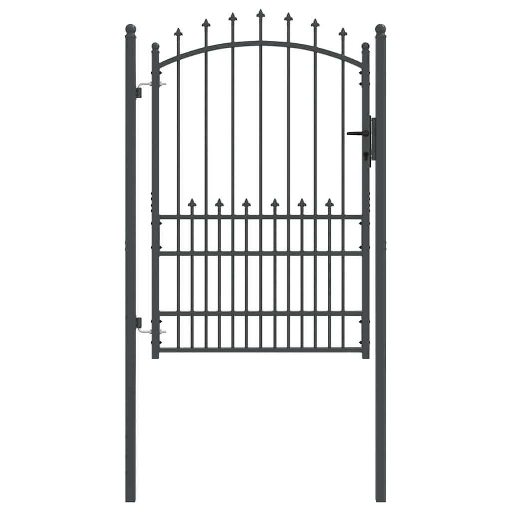 Hegnsportal med pigge EMMEN 170 x 100 cm Pulverlakeret Stål Grå