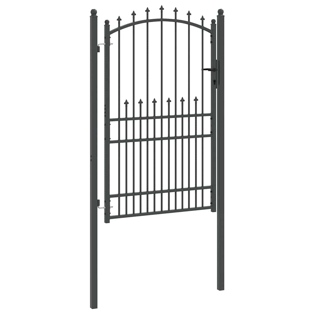 Hegnsportal med pigge EMMEN 200 x 100 cm Pulverlakeret Stål Grå