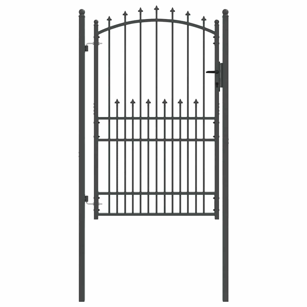 Hegnsportal med pigge EMMEN 200 x 100 cm Pulverlakeret Stål Grå