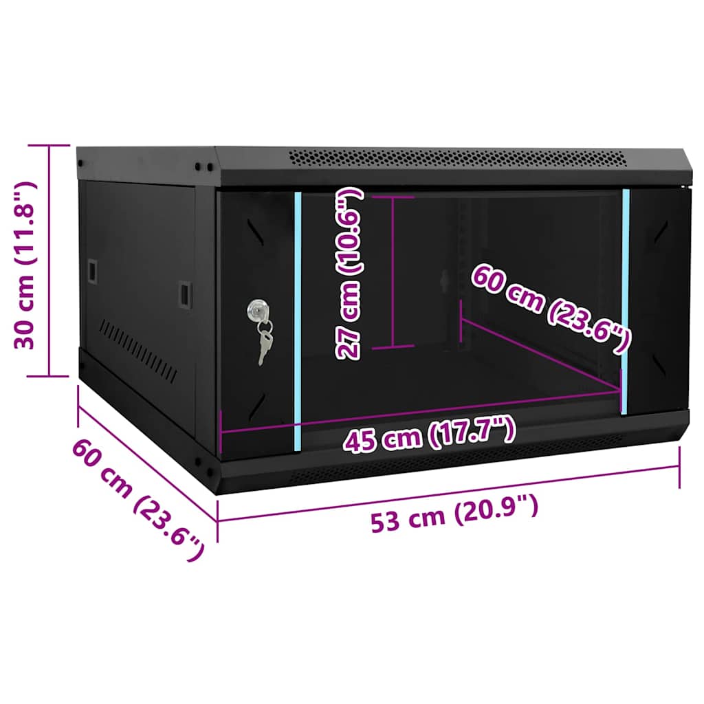 Netværksskab med opbevaring Sort 53 x 60 x 30 cm Stål