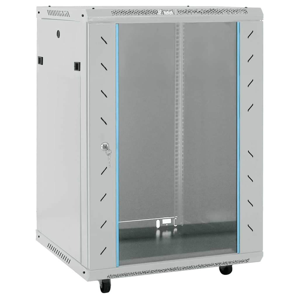 Netværksskab med opbevaring Grå 60 x 60 x 80 cm Stål