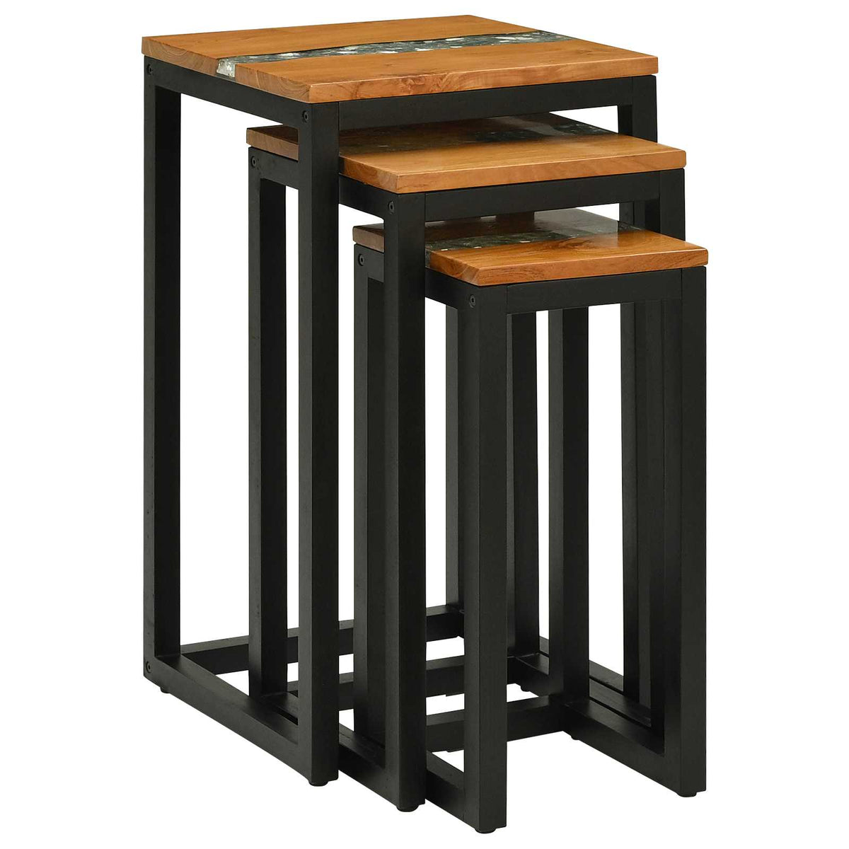 Nesting Bord 3 stk. Brun Massiv Teaktræ