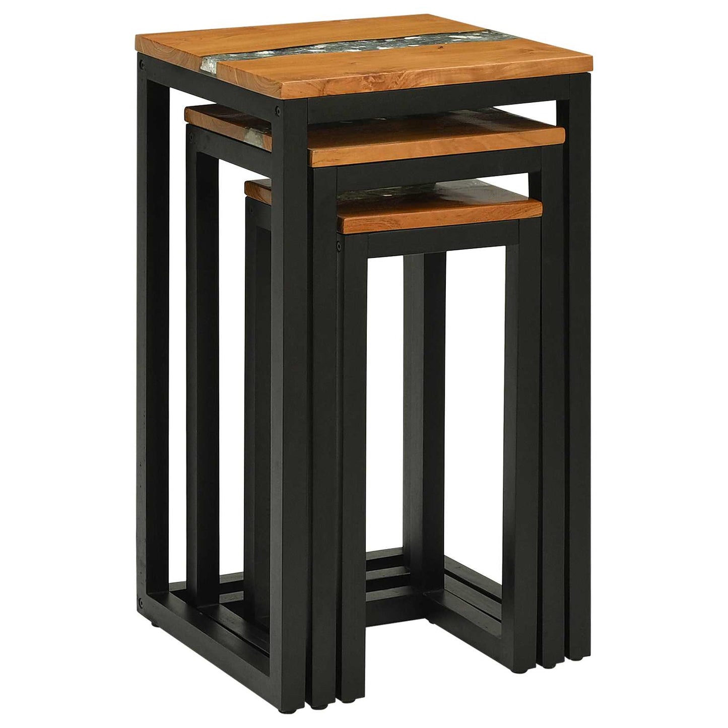 Nesting Bord 3 stk. Brun Massiv Teaktræ