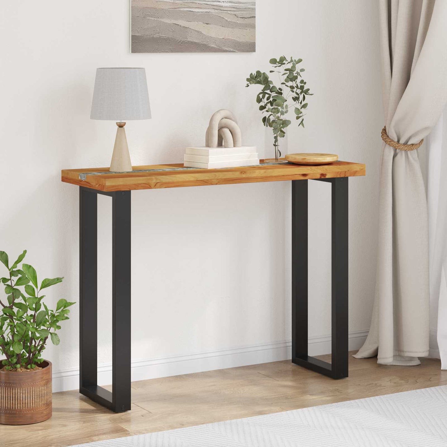 Konsolbord Brun 100 x 35 x 75 cm Massiv Teaktræ