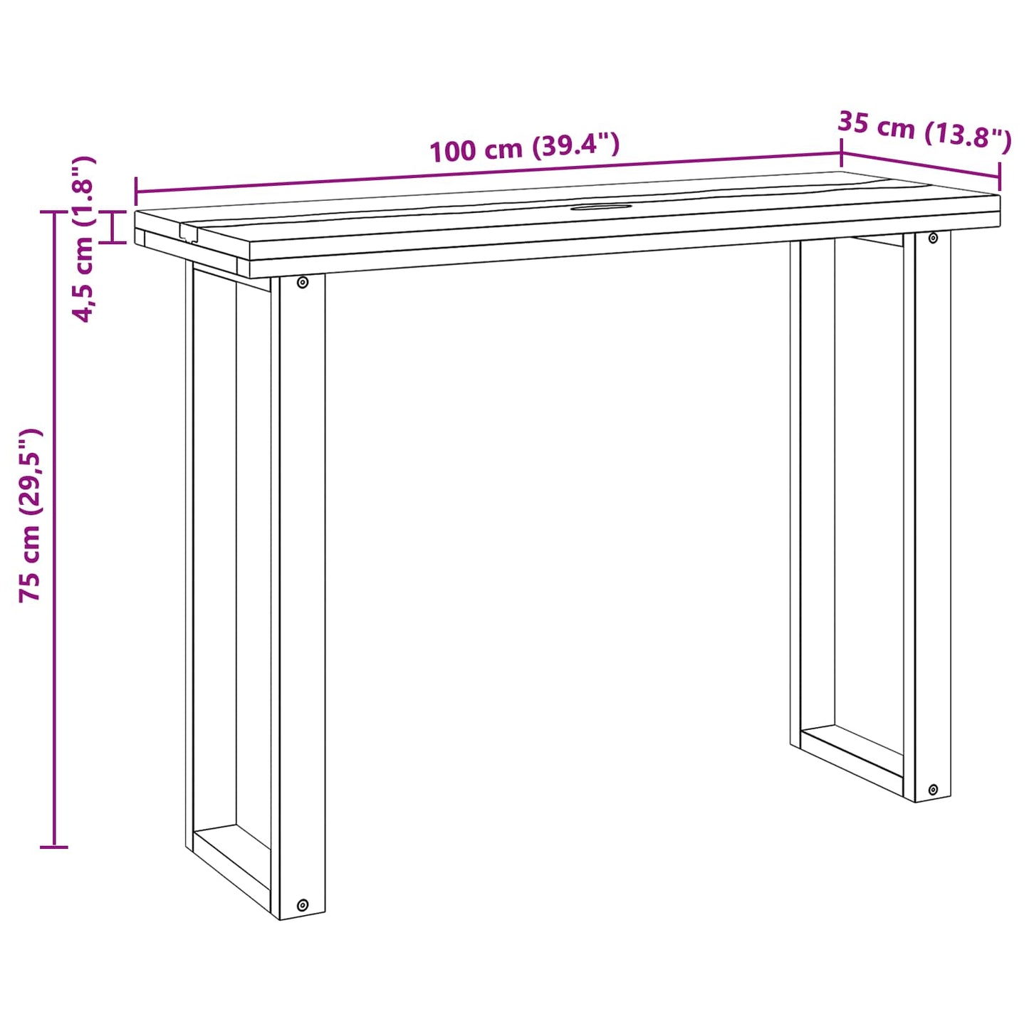 Konsolbord Brun 100 x 35 x 75 cm Massiv Teaktræ