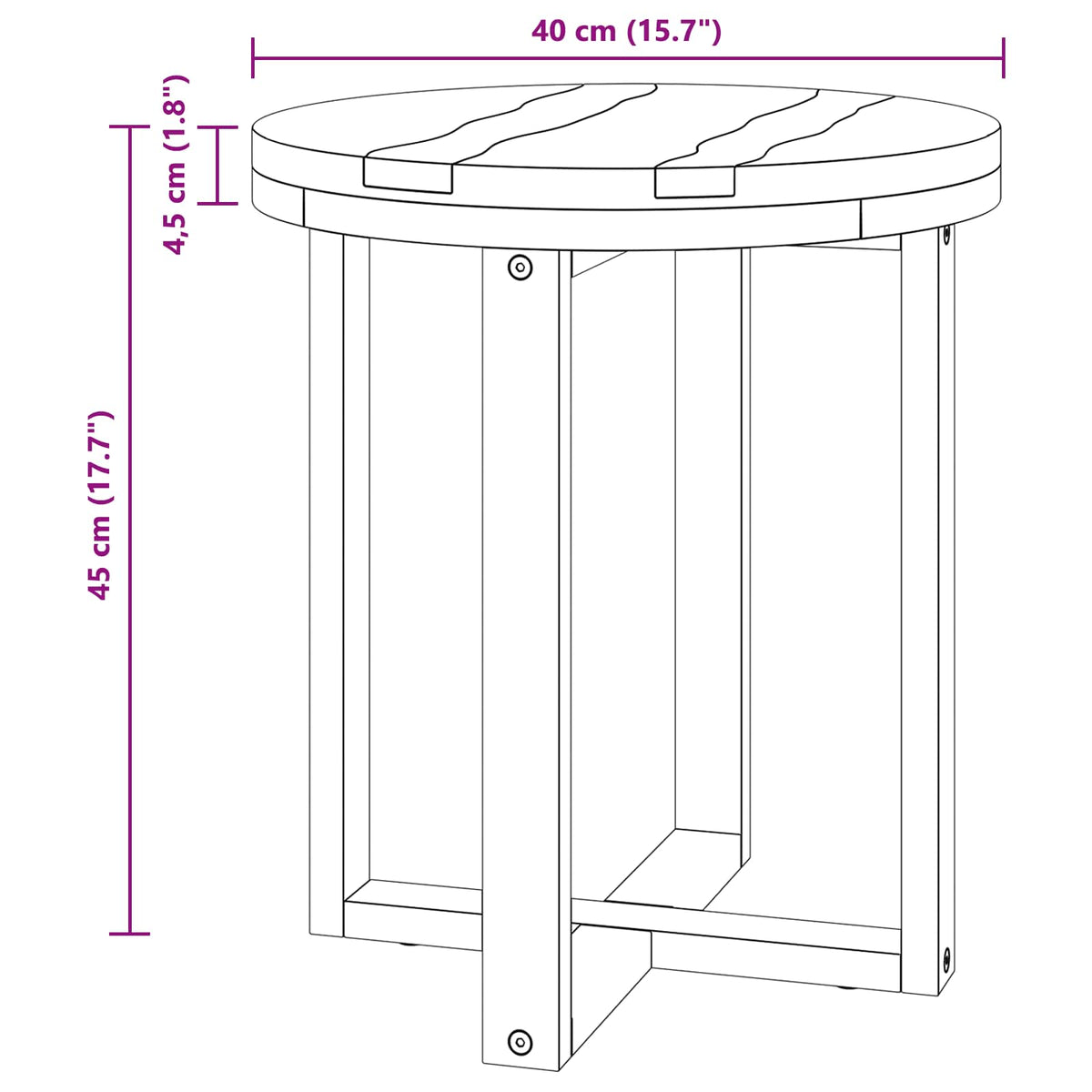 Sofabord Brun 40 x 40 x 45 cm Massiv Teaktræ