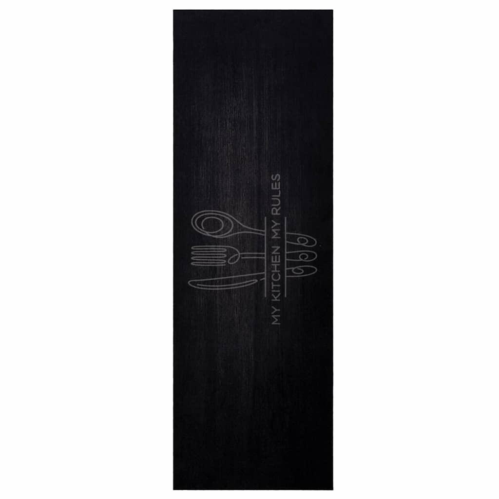 Køkken tæppe Bestik Sort 180 x 60 cm Fløjl