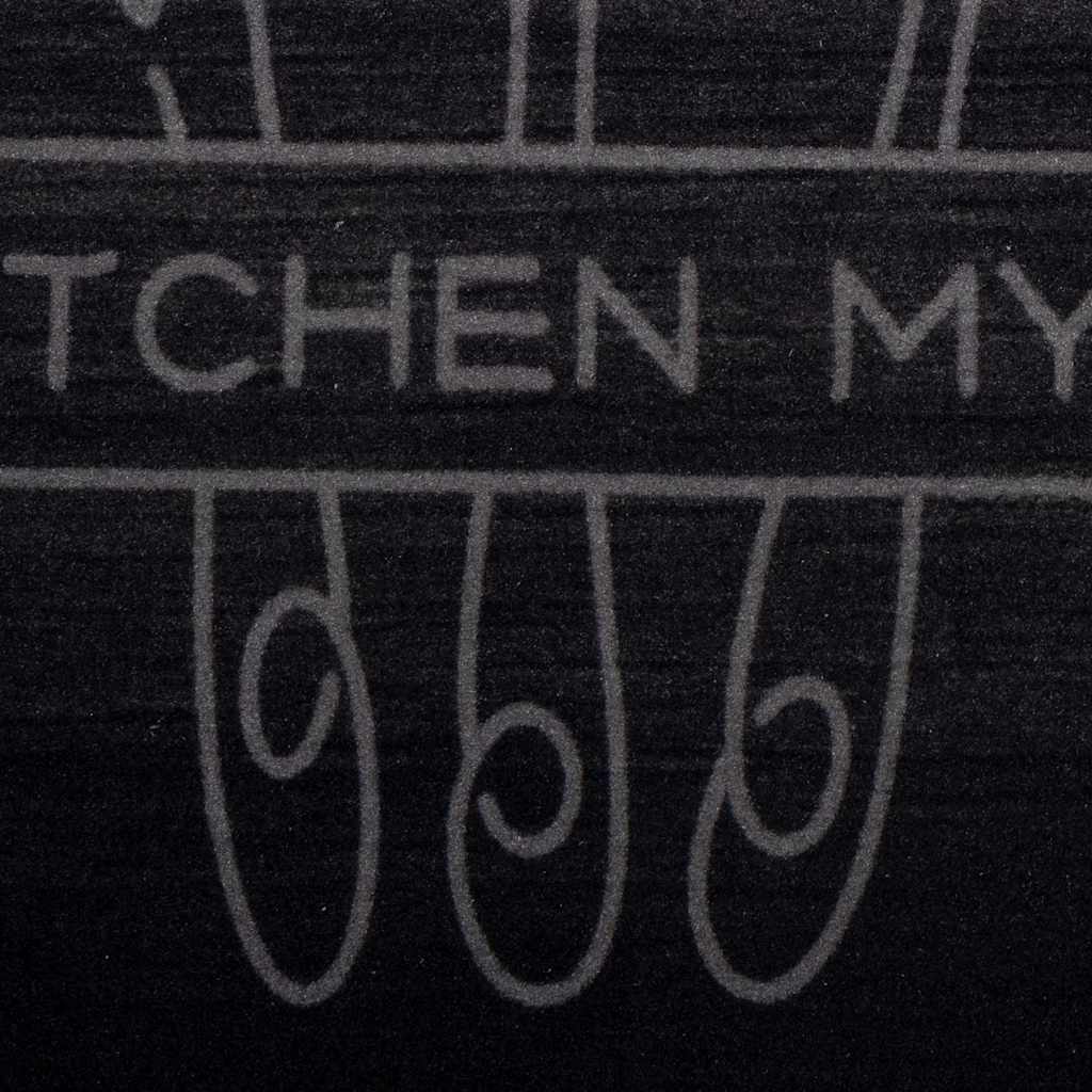 Køkken tæppe Bestik Sort 150 x 45 cm Fløjl