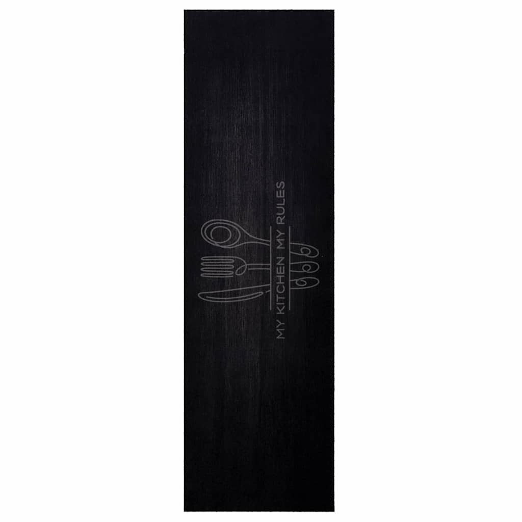 Køkken tæppe Bestik Sort 150 x 45 cm Fløjl