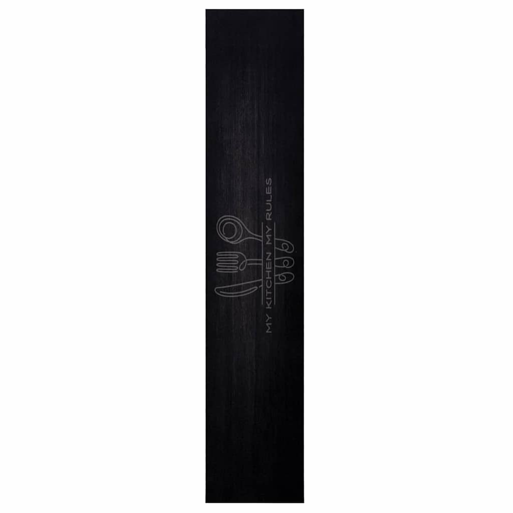 Køkken tæppe Bestik Sort 300 x 60 cm Fløjl