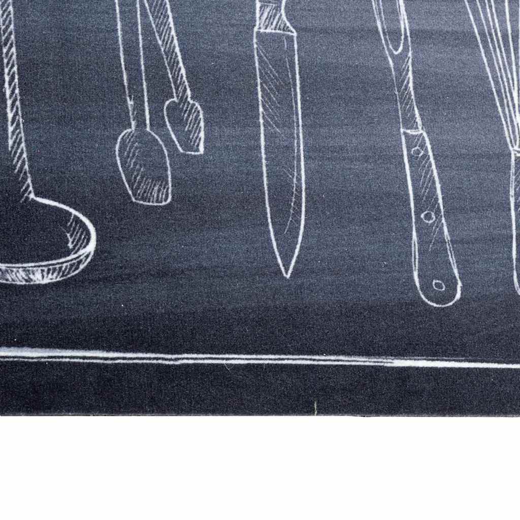 Køkken tæppe Sort 180 x 60 cm Fløjl