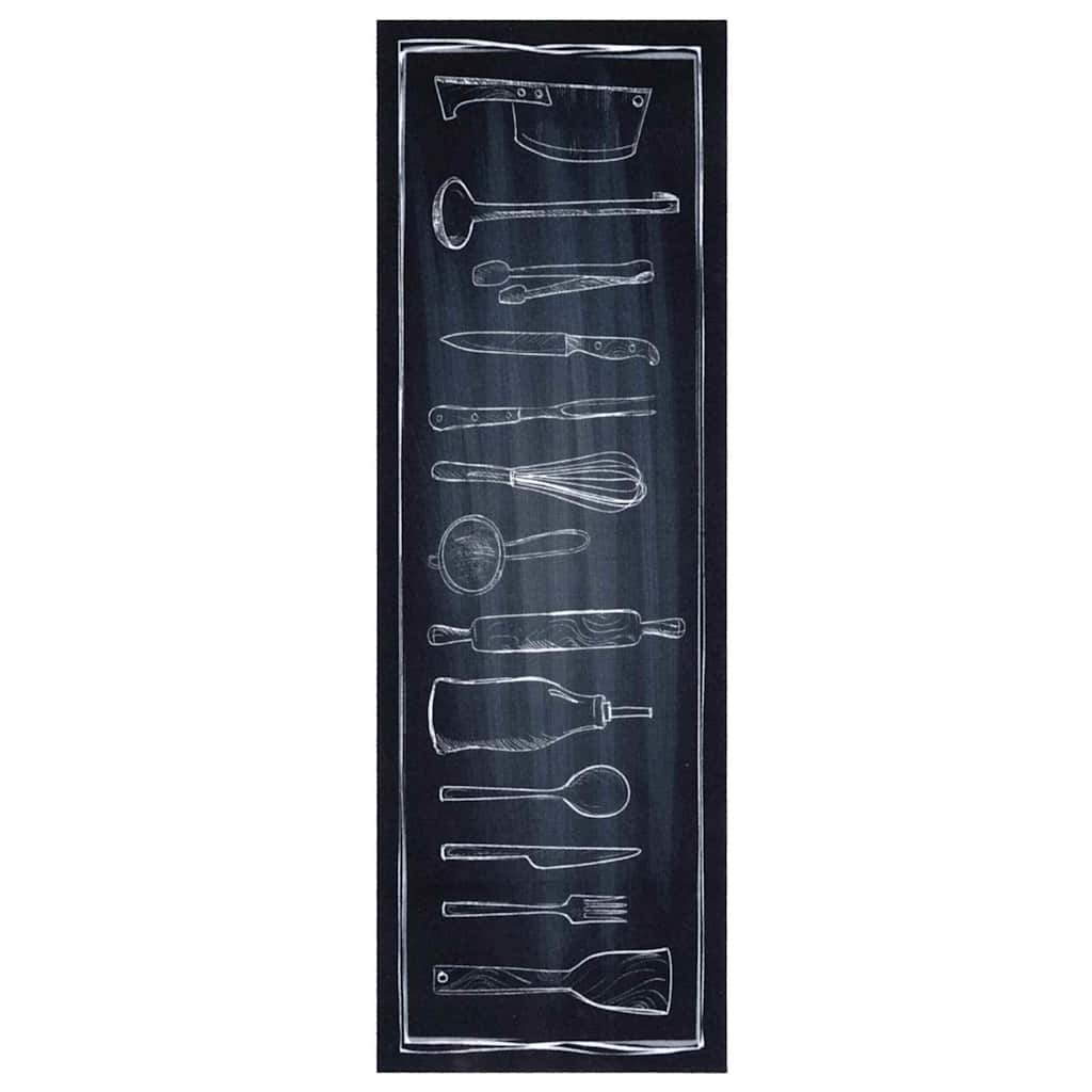 Køkken tæppe Sort 180 x 60 cm Fløjl