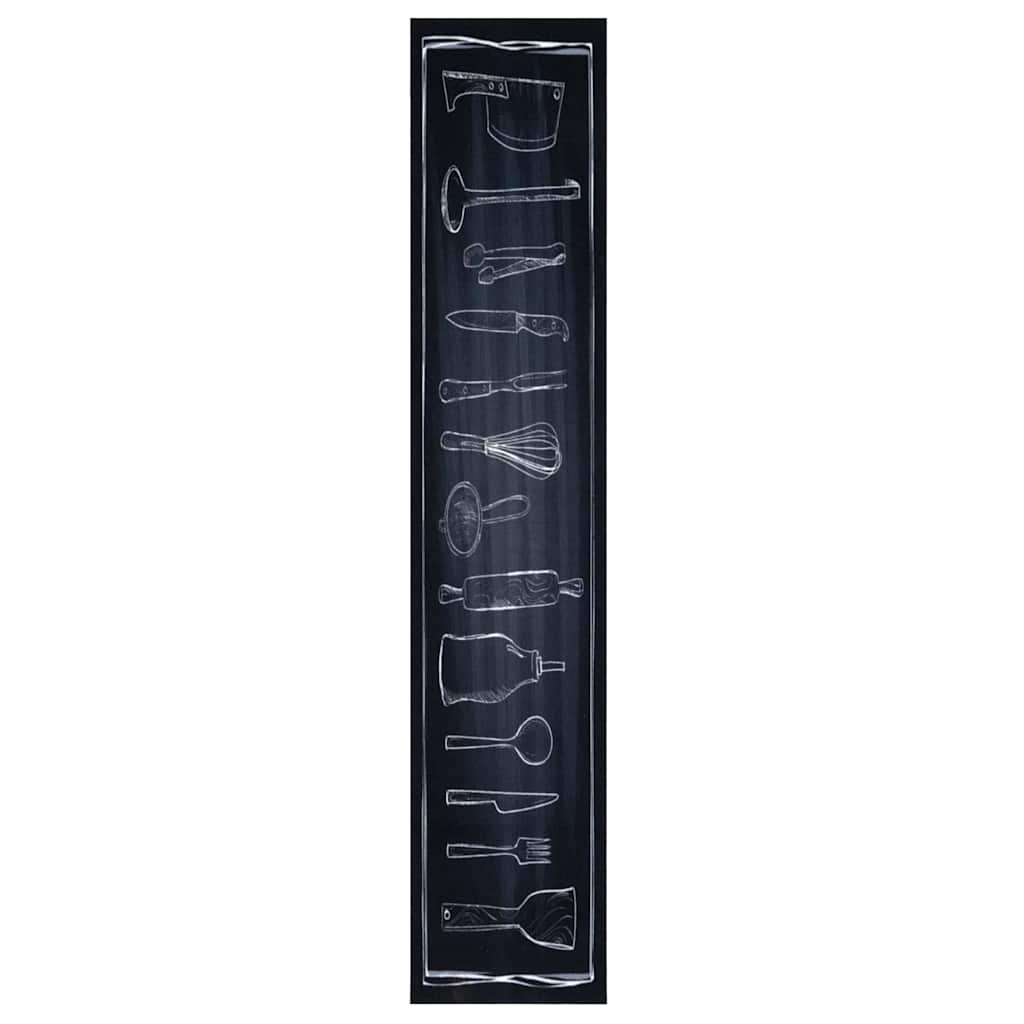 Køkken tæppe Sort 300 x 60 cm Fløjl
