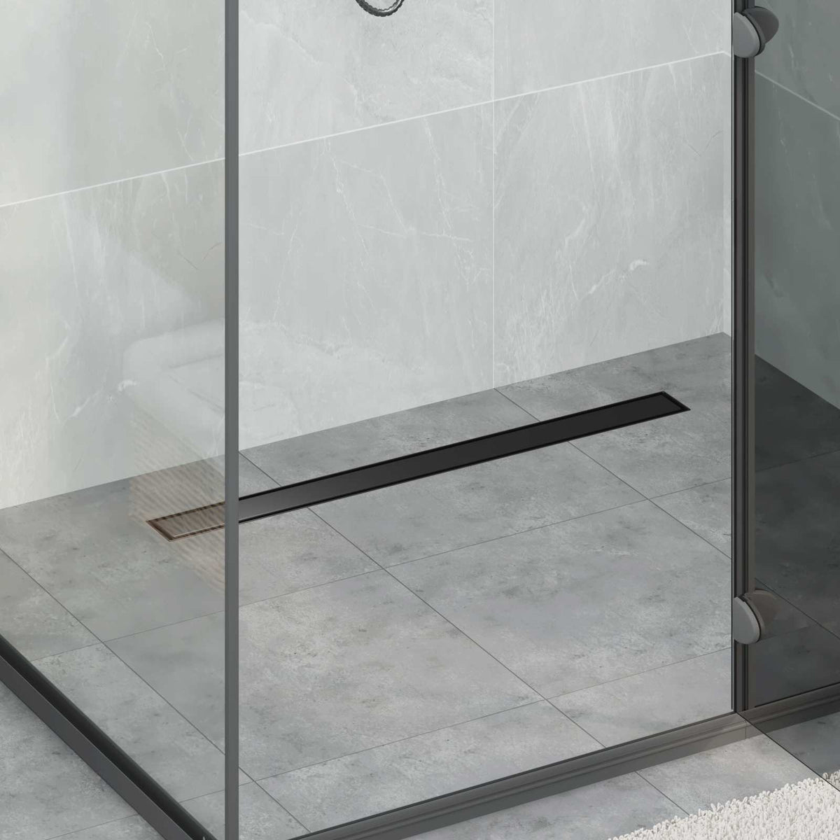 Bruserafløb 2-i-1 med 360° Siphon Sort 80 cm Rustfrit Stål 304