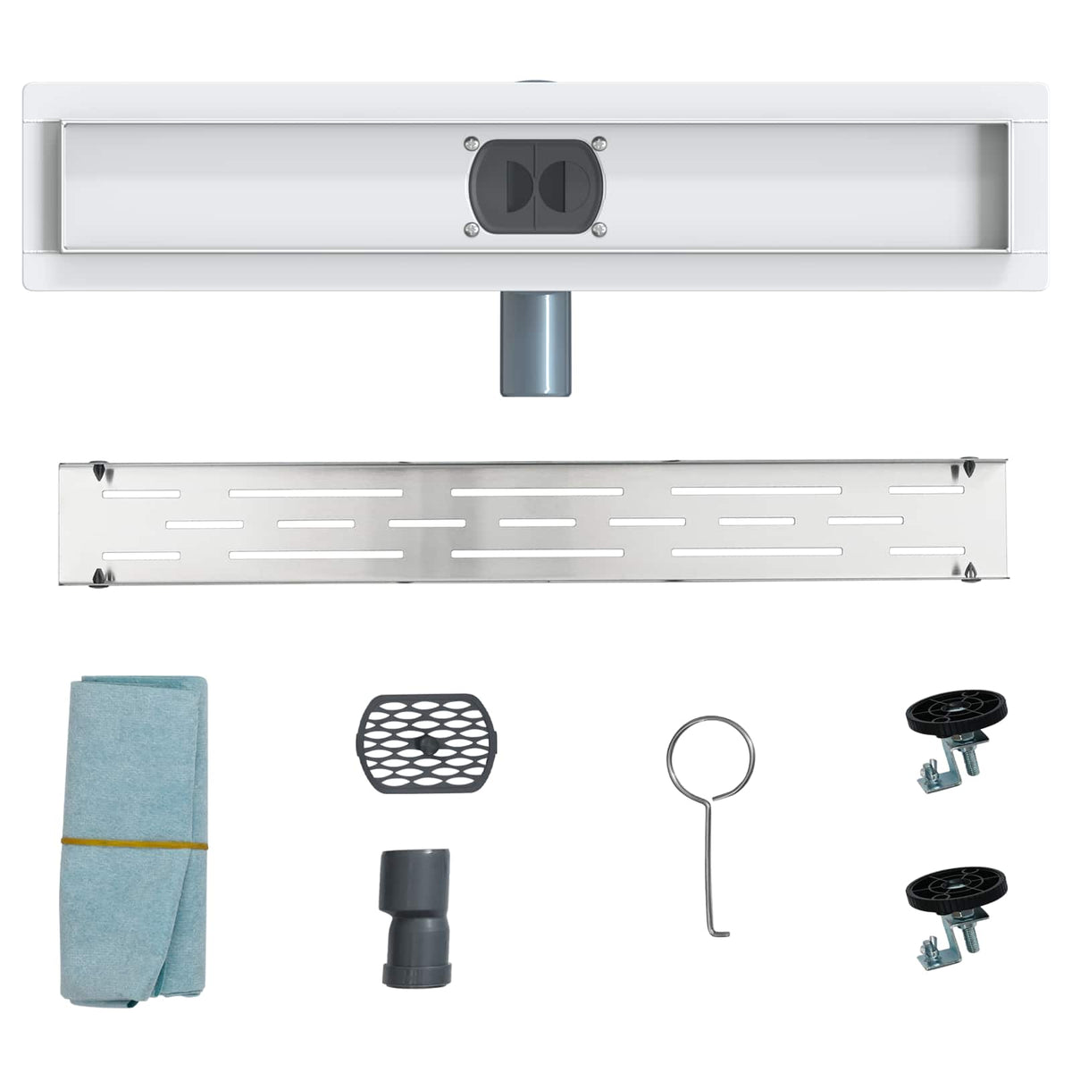 Bruseafløb Linje Design med 360° Siphon Sølv 50 cm