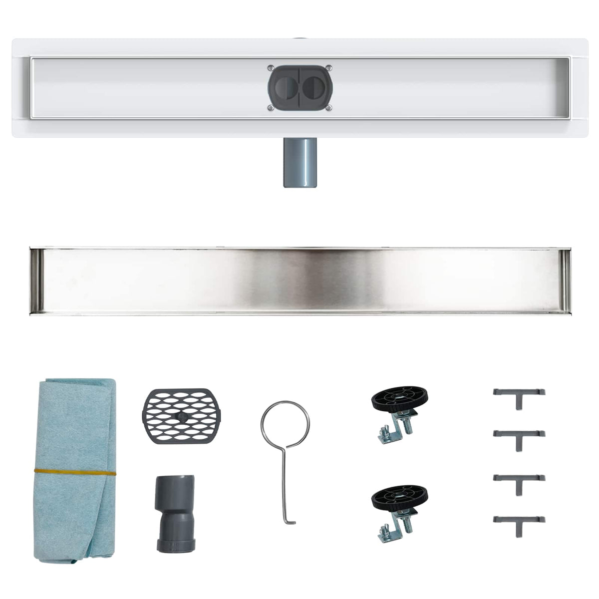 Bruserafløb 2-i-1 med 360° Siphon Sølv 60 cm Rustfrit Stål 304