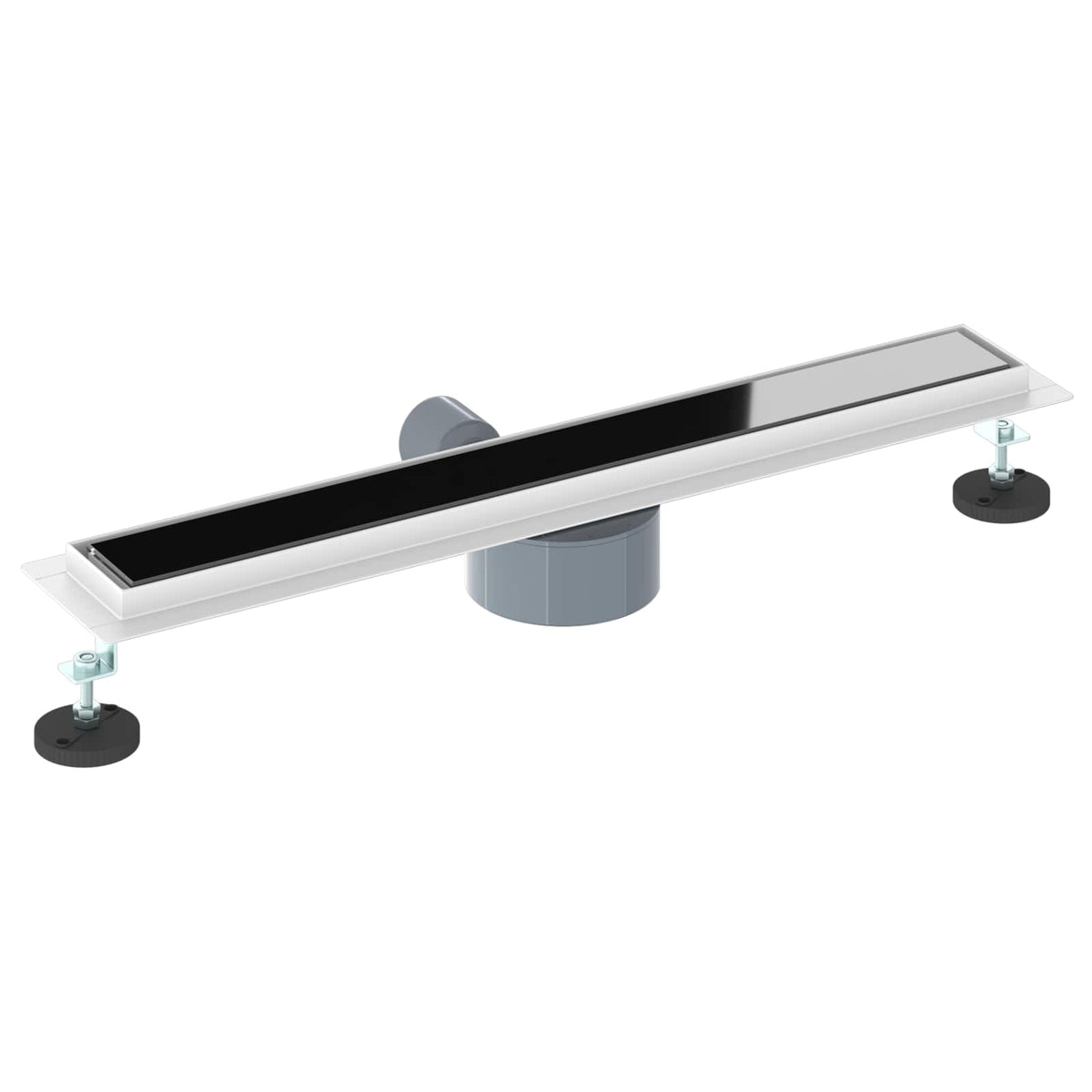 Bruseafløb Glasdæksel med 360° Siphon Sort 60 cm