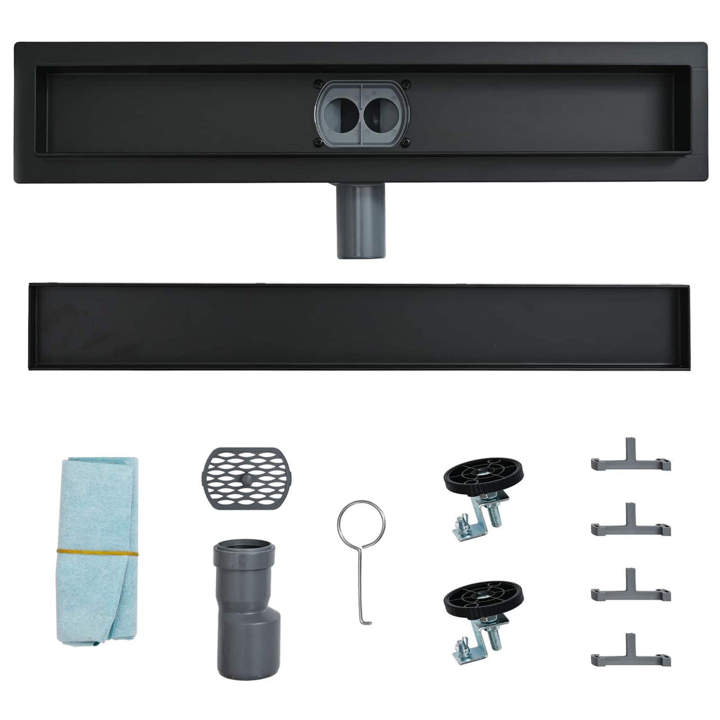 Bruserafløb 2-i-1 med 360° Siphon Sort 60 cm Rustfrit Stål 304