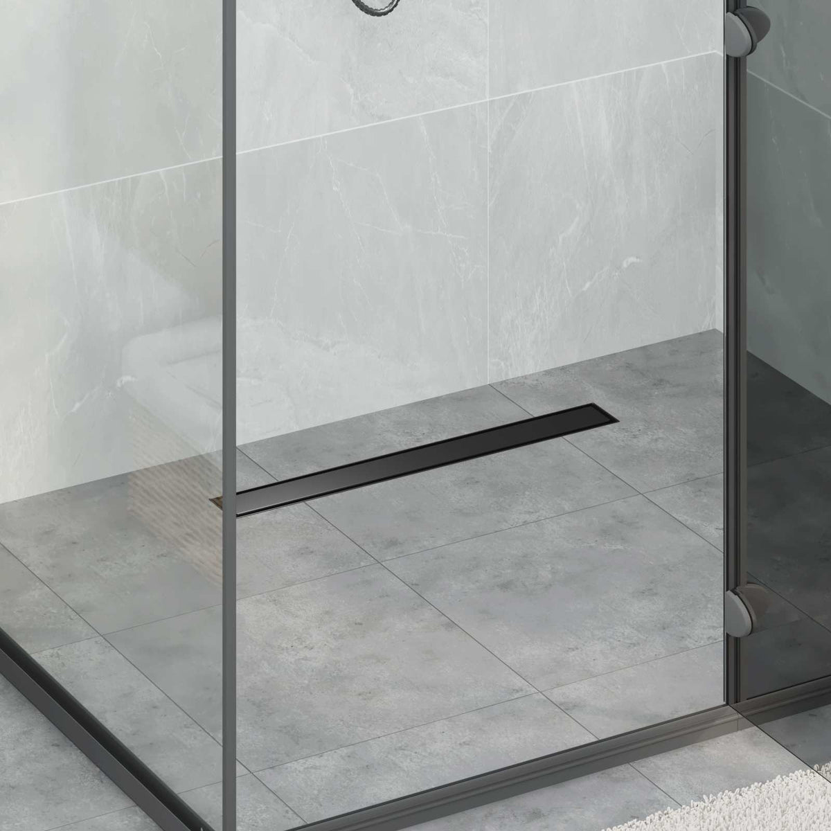 Bruserafløb 2-i-1 med 360° Siphon Sort 60 cm Rustfrit Stål 304
