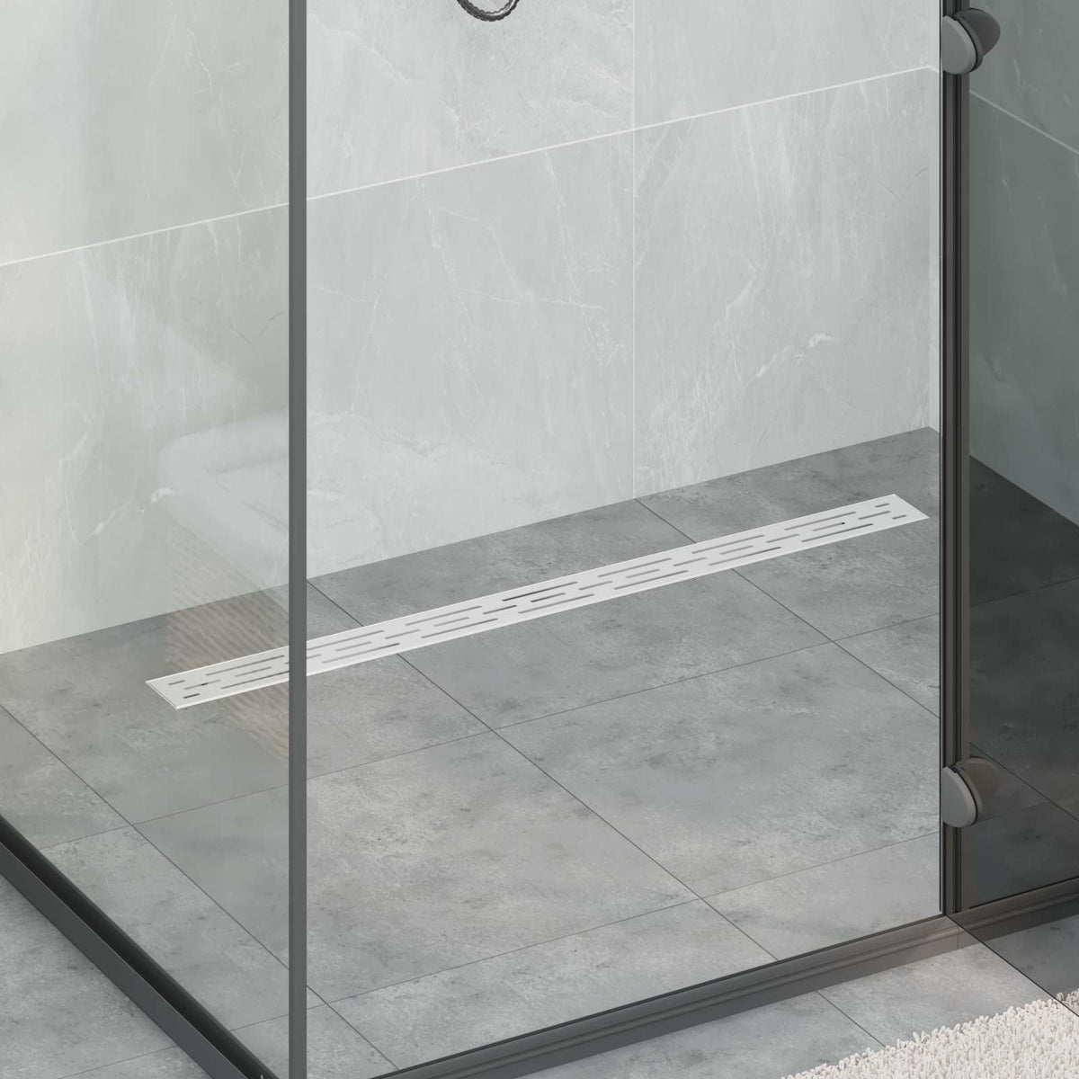 Bruseafløb Linje Design med 360° Siphon Sølv 90 cm