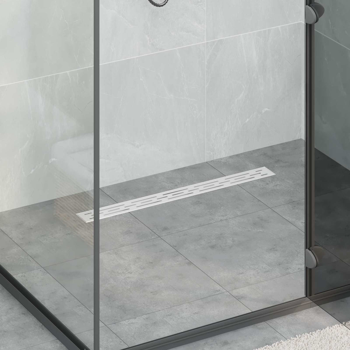 Bruseafløb Linje Design med 360° Siphon Sølv 70 cm
