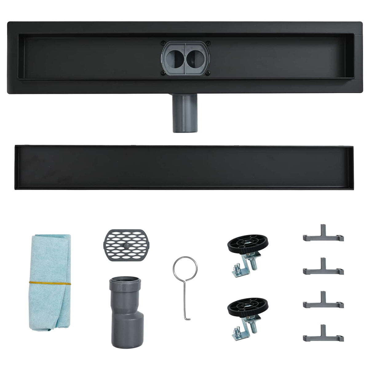 Bruserafløb 2-i-1 med 360° Siphon Sort 100 cm Rustfrit Stål 304